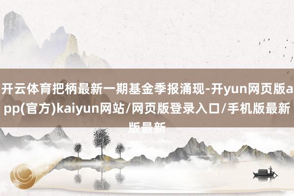 开云体育把柄最新一期基金季报涌现-开yun网页版app(官方)kaiyun网站/网页版登录入口/手机版最新