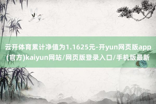 云开体育累计净值为1.1625元-开yun网页版app(官方)kaiyun网站/网页版登录入口/手机版最新